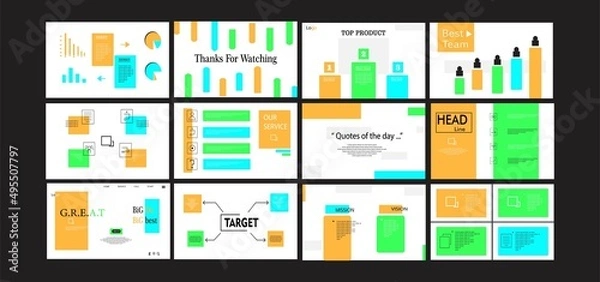 Fototapeta Powerpoint template. Power point, template, web. UI, UX. Interface, landing page, homepage, website uses. 