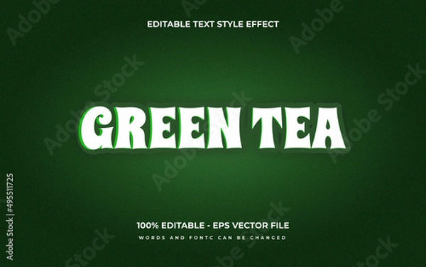 Fototapeta green tea text effect template with bold style use for business brand and logo