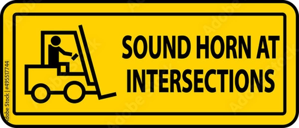 Obraz Sound Horn At Intersections Label Sign On White Background
