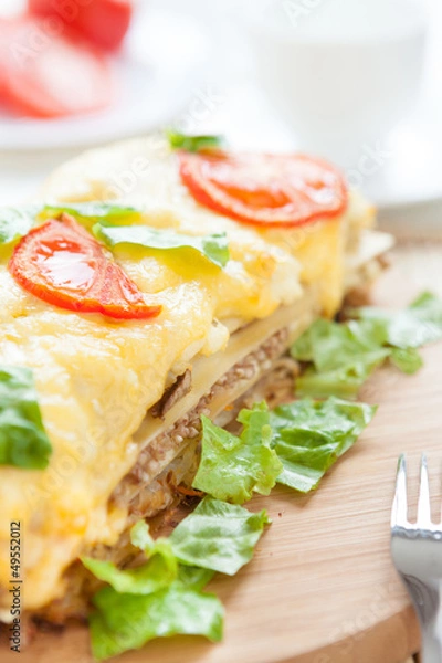 Obraz Traditional lasagna with vegetables and cheese