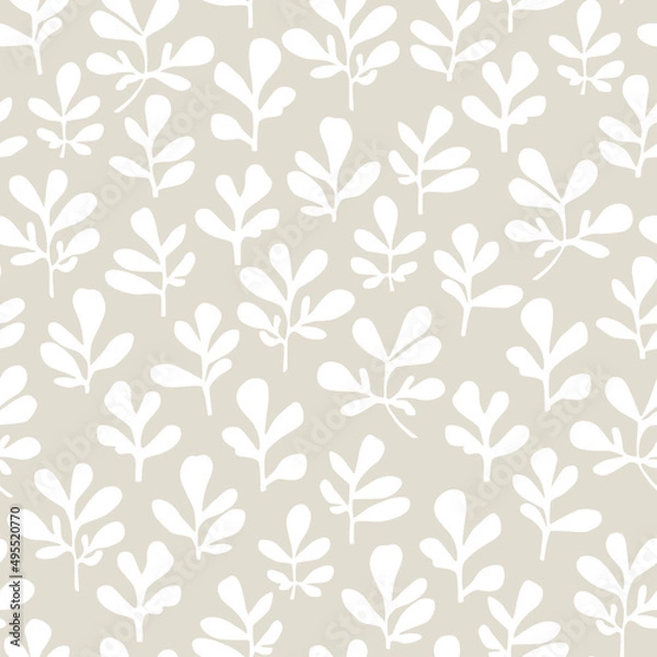 Obraz Herbal seamless pattern with white grass on a gray background. 