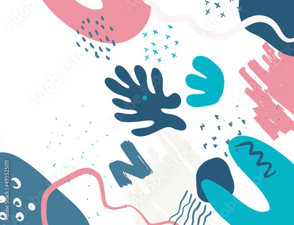 Fototapeta Minimalist abstract boho style hand drawn organic shape background. Creative minimalist hand painted abstract art background. Design for wall decoration, postcard, poster or brochure