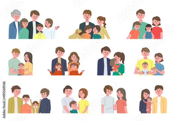 Obraz 家族のイラストセット