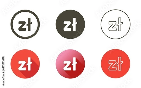 Fototapeta Polish Zloty Symbol Icon Set