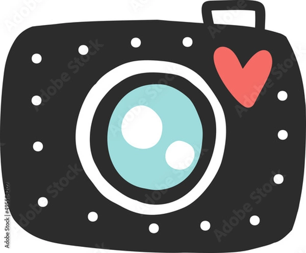 Obraz Cartoon vector camera object, doodle illustration for decor