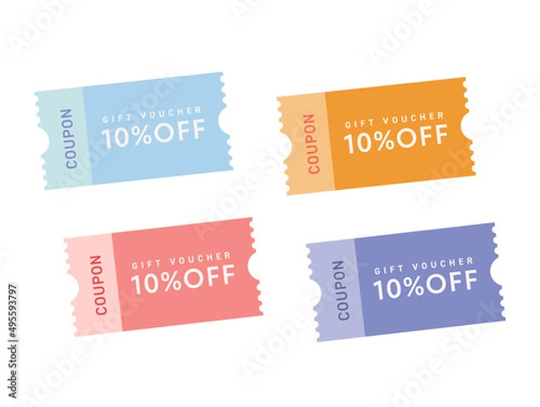Fototapeta 10％OFFクーポン券のイラストセット