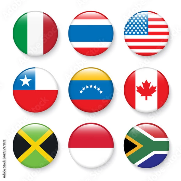 Obraz Set of flags in botton stlye,vector design element eps10 illustration