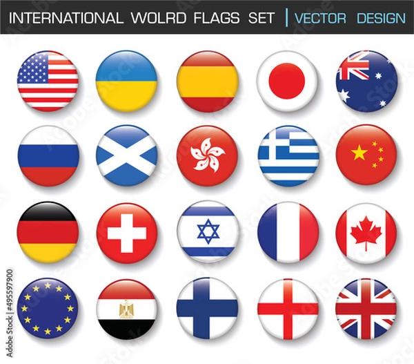 Obraz International Flag set in Circle , vector Design Elemant illustration