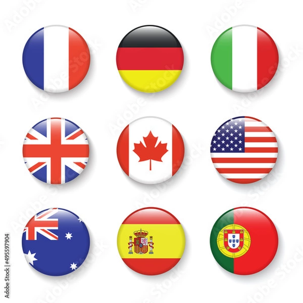 Obraz International Flag set in Circle , vector Design Elemant illustration