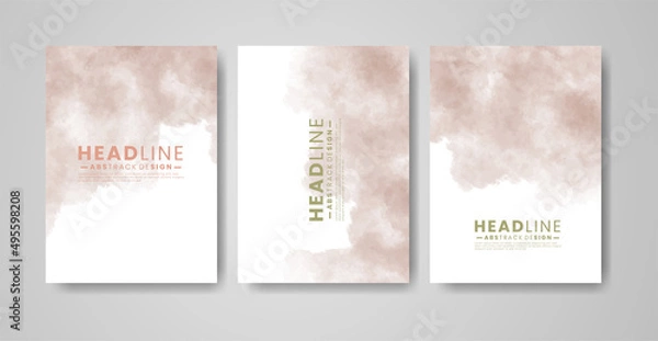 Fototapeta Set of cards with watercolor blots. Set of cards with hand drawn blots element on white background for your design. Design for your date, postcard, banner, logo. 
