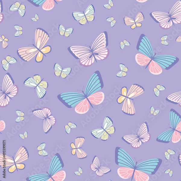 Obraz Purple butterfly vector pattern.