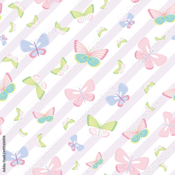Obraz Butterfly repeat pattern background, seamless colorful spring pattern.