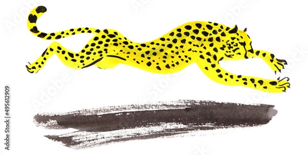 Obraz cheetah in a jump, quick sketch