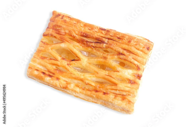 Fototapeta Delicious crispy pineapple pie on white background with clipping path.