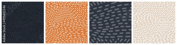 Obraz Neutral earth tones seamless background inspired by fields landscape, shown in different scale and color variations. Hand drawn vector pattern design with short strokes for fashion fabric.