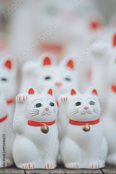 Fototapeta 大量に並ぶまねきねこの置き物