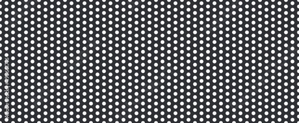 Fototapeta Metal mesh. Pattern of perforated metal. Black mesh texture. Perforated steel. Circle hole in steel plate. Iron sieve. Seamless background. Vector