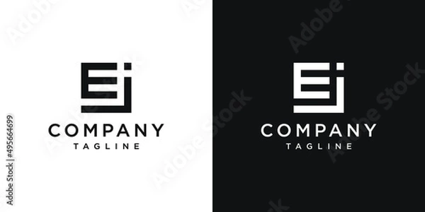 Obraz Creative Letter EJ Monogram Logo Design Icon Template White and Black Background