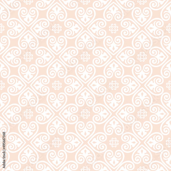 Fototapeta Seamless pattern with floral asian ornament. Abstract ornamental texture. Artistic diagonal flourish tile background in arab orient style