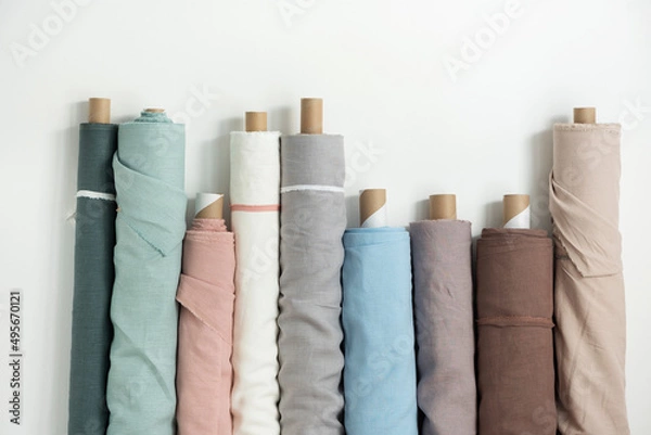 Obraz Different colors fabric linen rolls