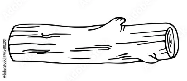 Obraz Linear vector image wooden log log for camping and travel sketch printable black and white picture