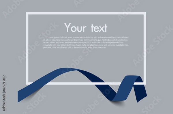 Obraz Frame and border of Blue ribbon, template elements use for aniversary card , presentation or celebrate card ,Vector design element 