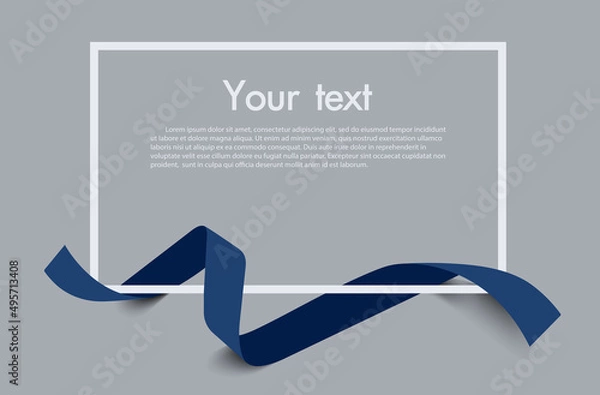 Obraz Frame and border of Blue ribbon, template elements use for aniversary card , presentation or celebrate card ,Vector design element 
