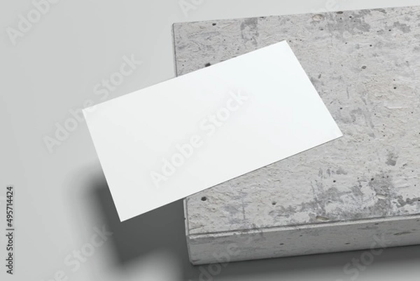 Fototapeta 3d render of business card mockup on gray and granite background