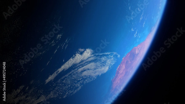 Fototapeta Cinematic space view of red Australia, realistic planet Earth rotation in cosmos