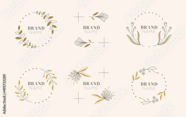Obraz Botanical logo template collection. Floral logo set.