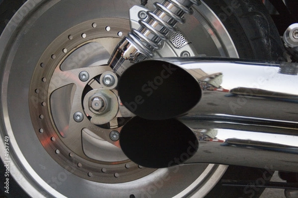 Obraz Wheel and exhaust pipe