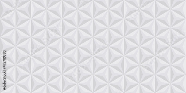 Fototapeta Triangle Geometric White 3D Background. Polygon Shape Pattern Backdrop. Grey Mosaic Geometry Pattern. Triangular Creative Template. Abstract Modern Wallpaper Design. Vector Illustration