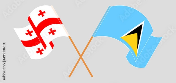 Obraz Crossed flags of Georgia and Saint Lucia. Official colors. Correct proportion