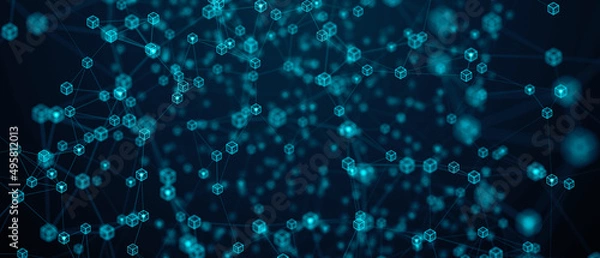 Fototapeta Smart contracts decentralized business computer protocol on blockchain network  - illustration rendering