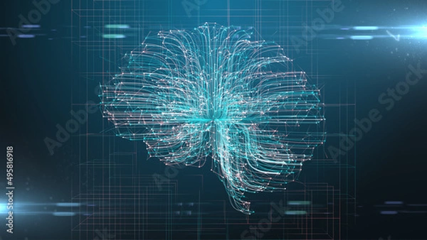 Obraz Brain AI Artificial intelligence digital robotic deep learning computer machine - illustration rendering