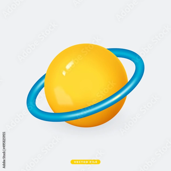 Fototapeta Planet Saturn 3D Realistic Icon Isolated Vector Illustration. Realistic 3D icon design