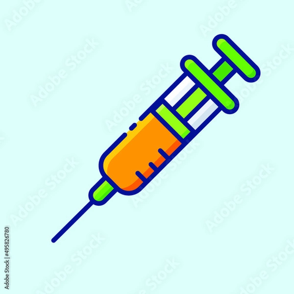 Obraz Syringe colored icon. Collection of stylish icons on the theme of medical tools, drugs and healthcare diagnostics. Vector outline illustrations on light blue background.