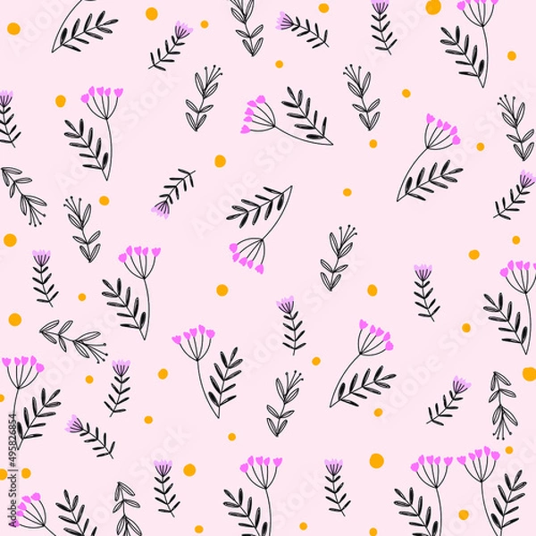 Obraz Elegant seamless pattern with abstract flowers, design element. Floral pattern.