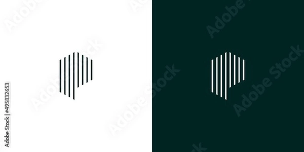 Fototapeta Unique and modern P initials logo design