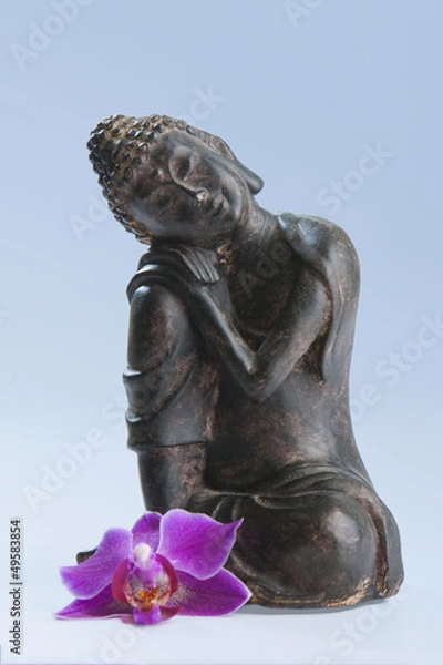 Obraz Buddha Skulptur - Orchidee