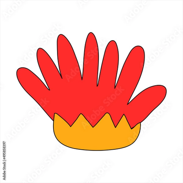 Fototapeta vector vintage rainbow hippie flower.Psychedelic isolated retro plant. Nostalgia funky and groovy era 60s,70s,80s.Tattoo template and element for prints.Kid core flower organic logo.Plotter silhouette