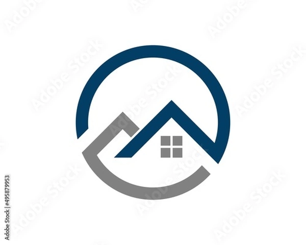 Fototapeta Circle shape with two simple house inside