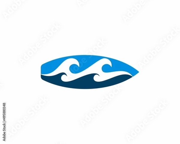 Obraz Sea wave in the surfing board logo