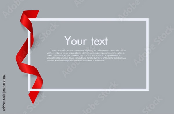 Fototapeta Frame and border of Red ribbon, template elements use for aniversary card , presentation or celebrate card ,Vector design