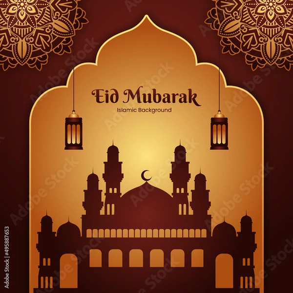 Obraz Engraving hand drawn eid mubarak