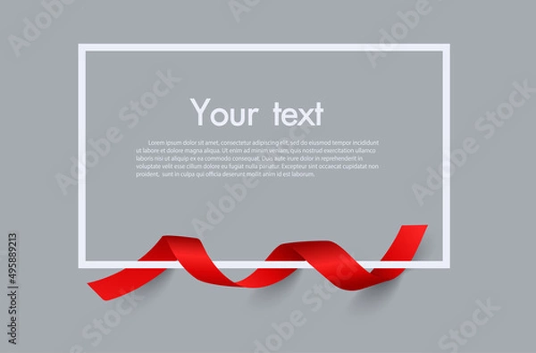 Obraz Frame and border of Red ribbon, template elements use for aniversary card , presentation or celebrate card ,Vector design