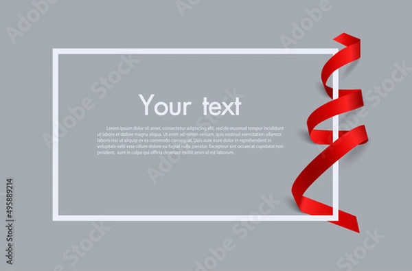 Fototapeta Frame and border of Red ribbon, template elements use for aniversary card , presentation or celebrate card ,Vector design