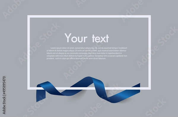 Obraz Frame and border of blue ribbon, template elements use for aniversary card , presentation or celebrate card ,Vector design