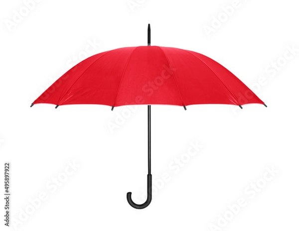 Fototapeta Open red umbrella isolated on white with clipping path