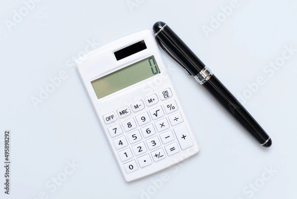 Fototapeta Concept of using calculator on white background